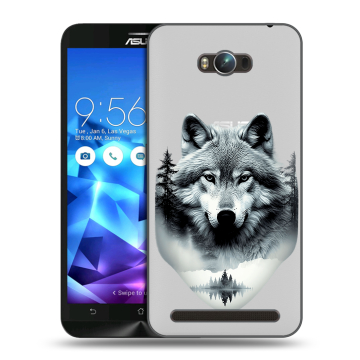 Пластиковый чехол на ASUS ZenFone Max с принтом Волк в лесу Пластиковый чехол на ASUS ZenFone Max с принтом Волк в лесу