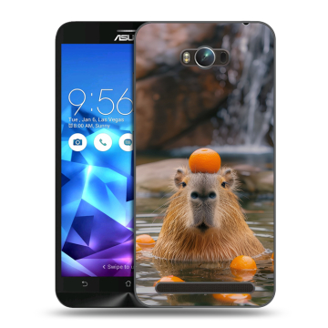 Пластиковый чехол на ASUS ZenFone Max с принтом Капибара с апельсином Пластиковый чехол на ASUS ZenFone Max с принтом Капибара с апельсином