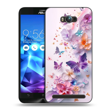 Пластиковый чехол на ASUS ZenFone Max с принтом цветы бабочки