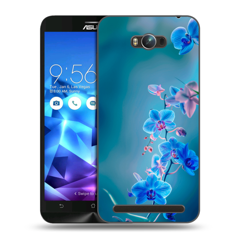 Пластиковый чехол на ASUS ZenFone Max с принтом Голубые цветы Пластиковый чехол на ASUS ZenFone Max с принтом Голубые цветы