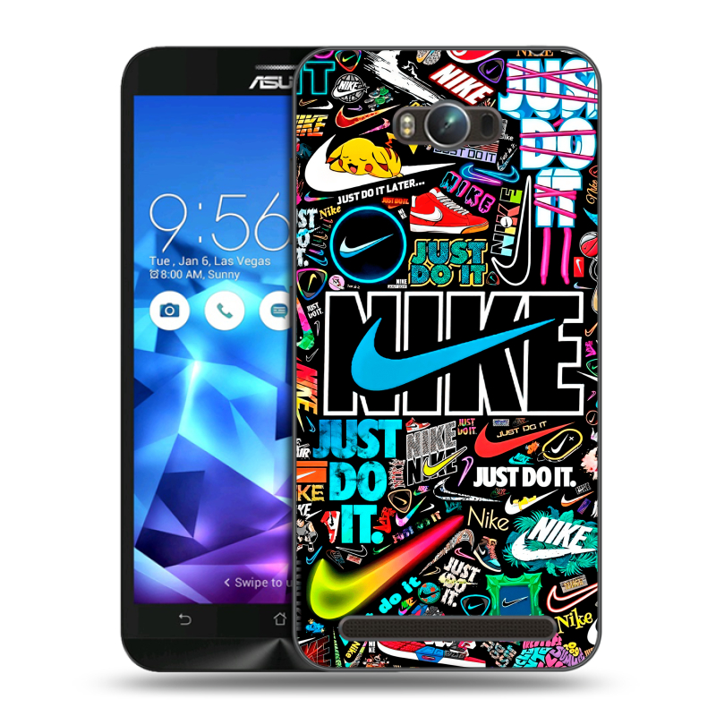 Пластиковый чехол на ASUS ZenFone Max с принтом найк nike черный Пластиковый чехол на ASUS ZenFone Max с принтом найк nike черный