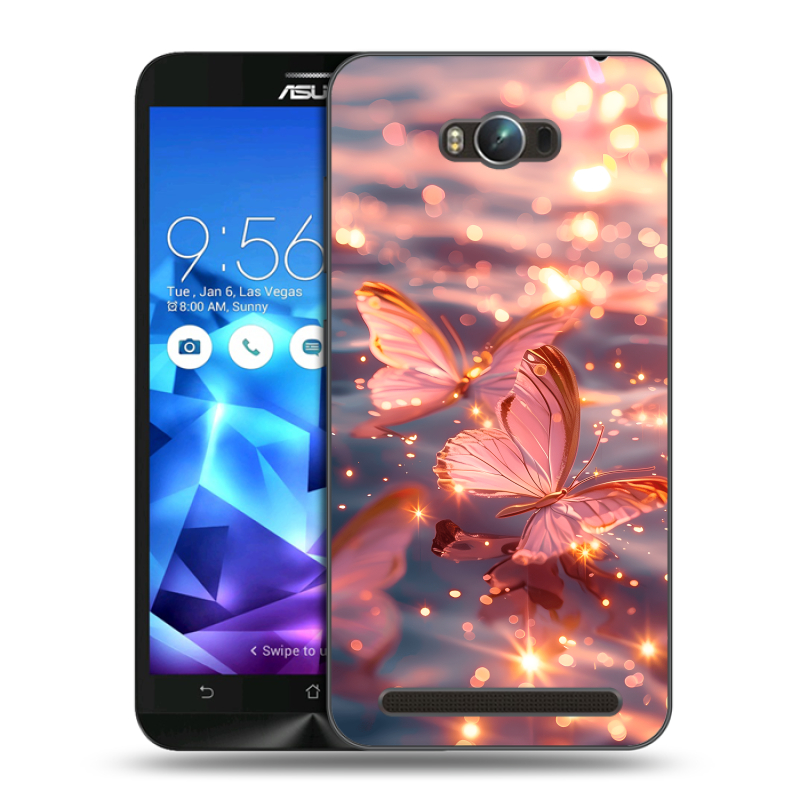 Пластиковый чехол на ASUS ZenFone Max с принтом бабочки розовые Пластиковый чехол на ASUS ZenFone Max с принтом бабочки розовые