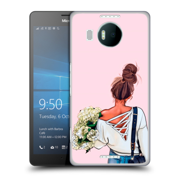 Пластиковый чехол на Microsoft Lumia 950 XL с принтом Девушка и букет Пластиковый чехол на Microsoft Lumia 950 XL с принтом Девушка и букет