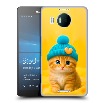 Пластиковый чехол на Microsoft Lumia 950 XL с принтом Котенок в шапке