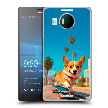 Пластиковый чехол на Microsoft Lumia 950 XL с принтом Корги на скейте Пластиковый чехол на Microsoft Lumia 950 XL с принтом Корги на скейте