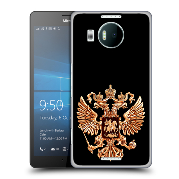 Пластиковый чехол на Microsoft Lumia 950 XL с принтом Герб России золотой