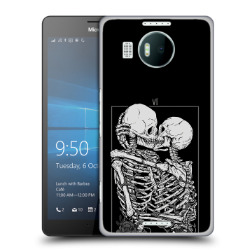 Пластиковый чехол на Microsoft Lumia 950 XL с принтом Поцелуй скелетов