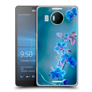 Пластиковый чехол на Microsoft Lumia 950 XL с принтом Голубые цветы