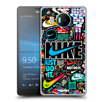 Пластиковый чехол на Microsoft Lumia 950 XL с принтом найк nike черный