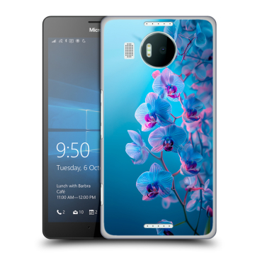 Пластиковый чехол на Microsoft Lumia 950 XL с принтом голубые орхидеи