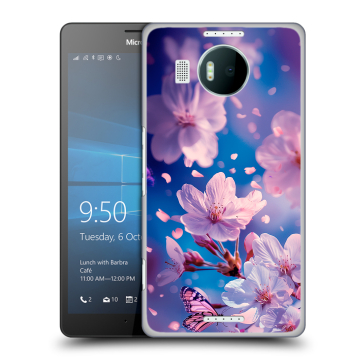 Пластиковый чехол на Microsoft Lumia 950 XL с принтом цветы бабочки