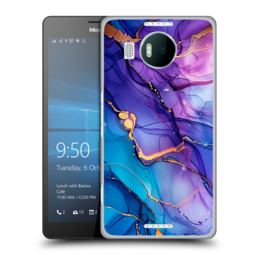 Пластиковый чехол на Microsoft Lumia 950 XL с принтом синий мрамор