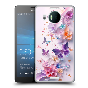 Пластиковый чехол на Microsoft Lumia 950 XL с принтом цветы бабочки