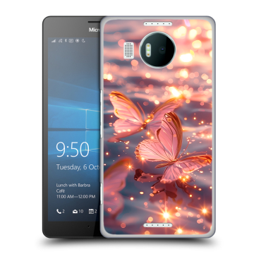 Пластиковый чехол на Microsoft Lumia 950 XL с принтом бабочки розовые Пластиковый чехол на Microsoft Lumia 950 XL с принтом бабочки розовые