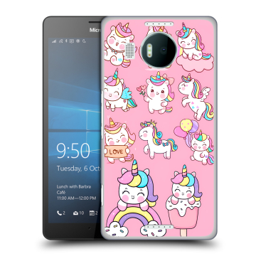 Пластиковый чехол на Microsoft Lumia 950 XL с принтом Единороги и радуга