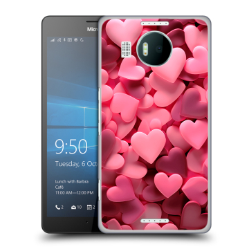 Пластиковый чехол на Microsoft Lumia 950 XL с принтом розовые сердечки