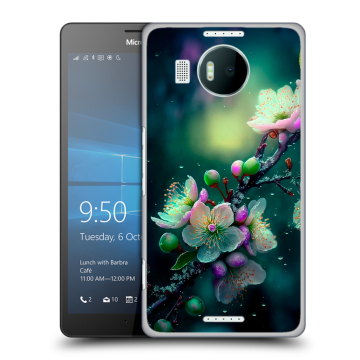 Пластиковый чехол на Microsoft Lumia 950 XL с принтом Цветы и мрамор