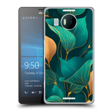 Пластиковый чехол на Microsoft Lumia 950 XL с принтом Листья и золото