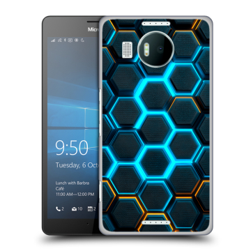 Пластиковый чехол на Microsoft Lumia 950 XL с принтом Неоновые соты