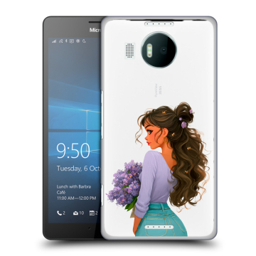 Пластиковый чехол на Microsoft Lumia 950 XL с принтом девушка цветы Пластиковый чехол на Microsoft Lumia 950 XL с принтом девушка цветы