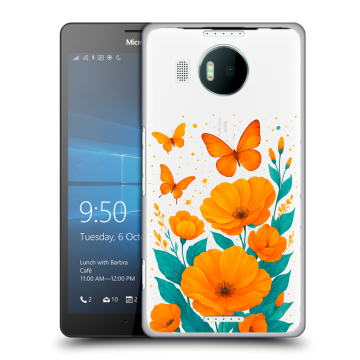 Пластиковый чехол на Microsoft Lumia 950 XL с принтом цветы бабочки Пластиковый чехол на Microsoft Lumia 950 XL с принтом цветы бабочки