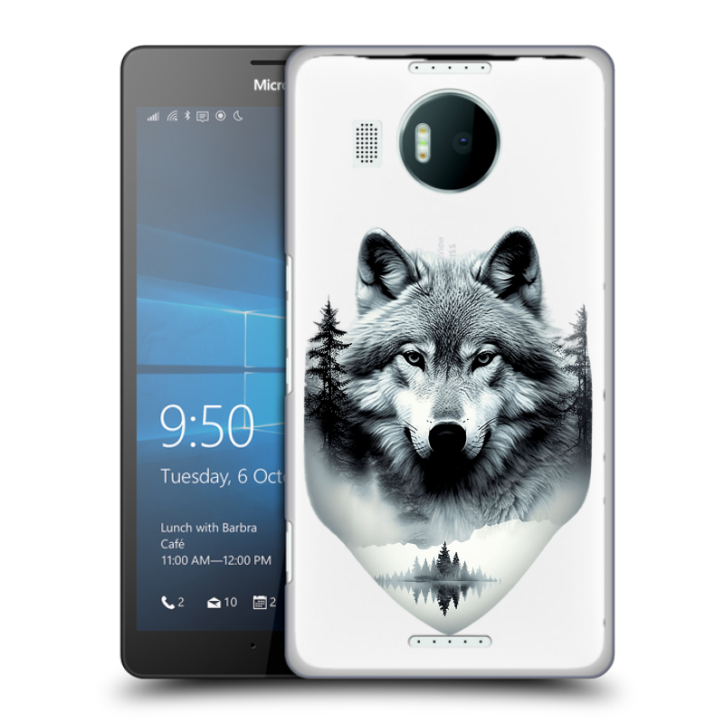 Пластиковый чехол на Microsoft Lumia 950 XL с принтом Волк в лесу Пластиковый чехол на Microsoft Lumia 950 XL с принтом Волк в лесу