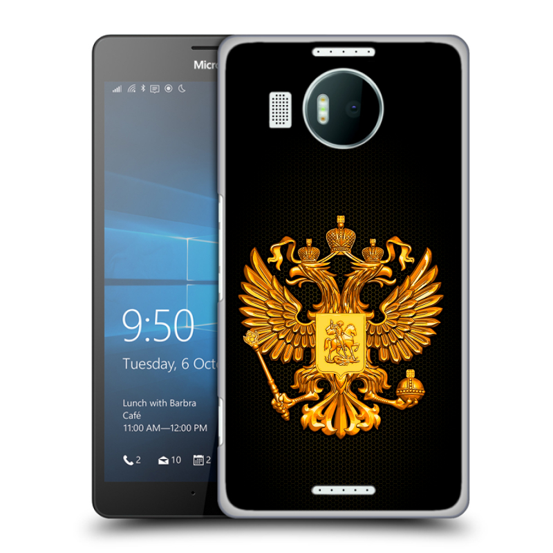 Пластиковый чехол на Microsoft Lumia 950 XL с принтом Герб России желтый Пластиковый чехол на Microsoft Lumia 950 XL с принтом Герб России желтый