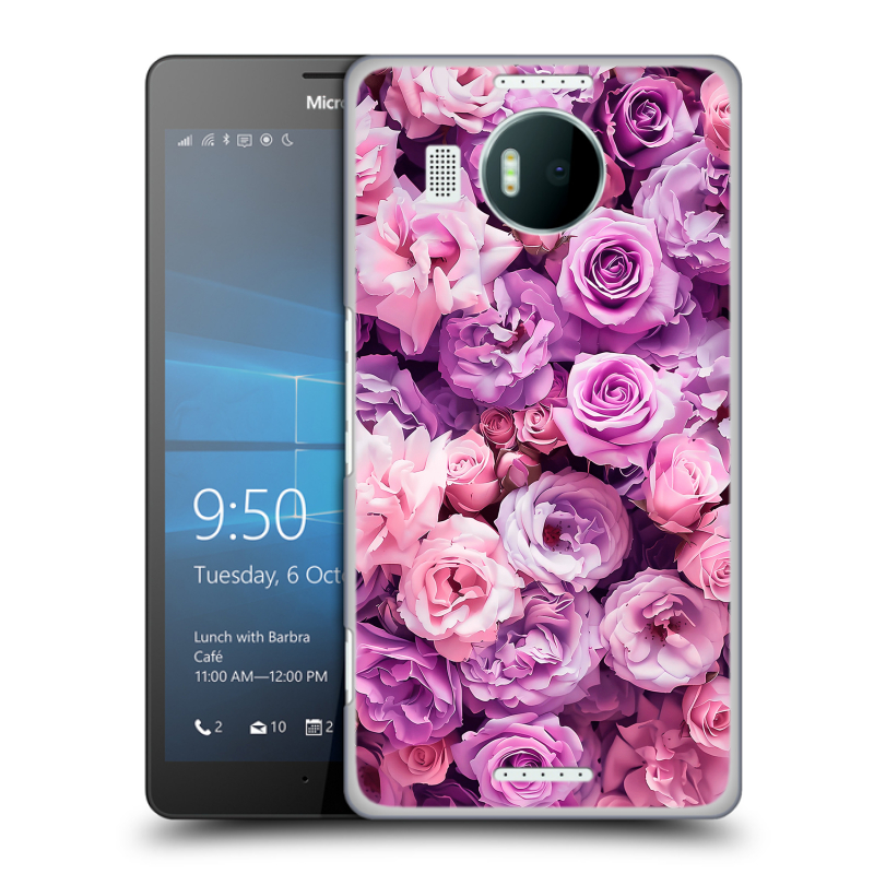 Пластиковый чехол на Microsoft Lumia 950 XL с принтом лавандовые розы Пластиковый чехол на Microsoft Lumia 950 XL с принтом лавандовые розы