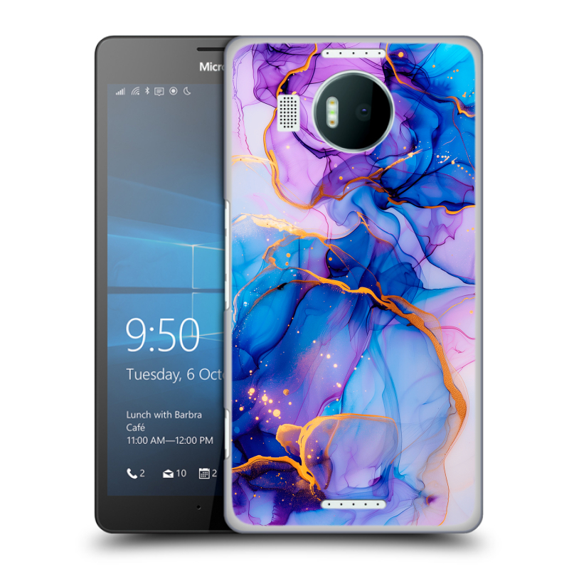 Пластиковый чехол на Microsoft Lumia 950 XL с принтом синий мрамор Пластиковый чехол на Microsoft Lumia 950 XL с принтом синий мрамор