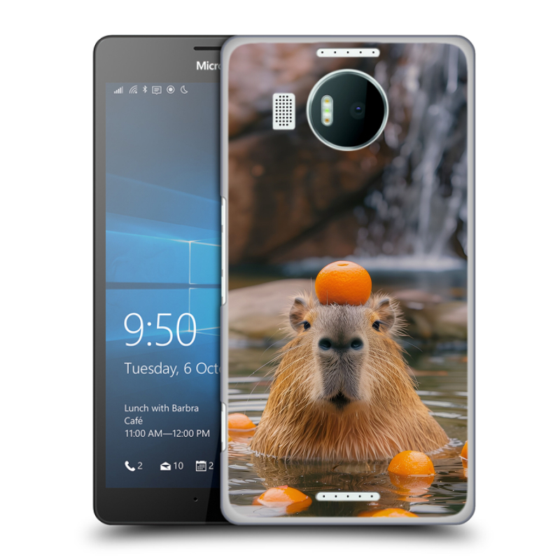 Пластиковый чехол на Microsoft Lumia 950 XL с принтом Капибара с апельсином Пластиковый чехол на Microsoft Lumia 950 XL с принтом Капибара с апельсином