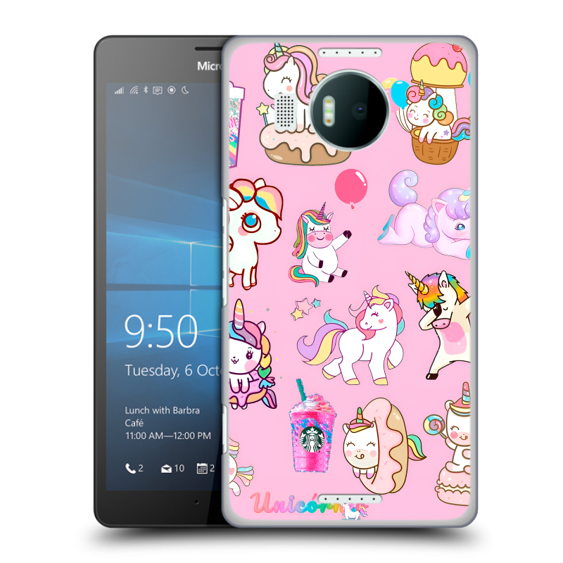 Пластиковый чехол на Microsoft Lumia 950 XL с принтом розовые единороги Пластиковый чехол на Microsoft Lumia 950 XL с принтом розовые единороги