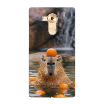 Силиконовый чехол на Huawei Mate 8 с принтом Капибара с апельсином
