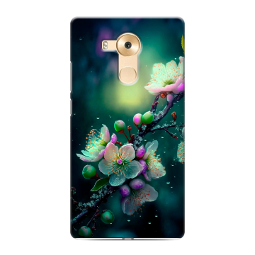 Силиконовый чехол на Huawei Mate 8 с принтом Цветы и мрамор