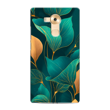 Силиконовый чехол на Huawei Mate 8 с принтом Листья и золото Силиконовый чехол на Huawei Mate 8 с принтом Листья и золото