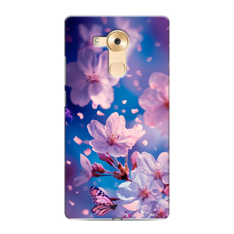 Силиконовый чехол на Huawei Mate 8 с принтом цветы бабочки Силиконовый чехол на Huawei Mate 8 с принтом цветы бабочки