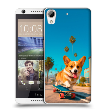 Силиконовый чехол на HTC Desire 626 с принтом Корги на скейте