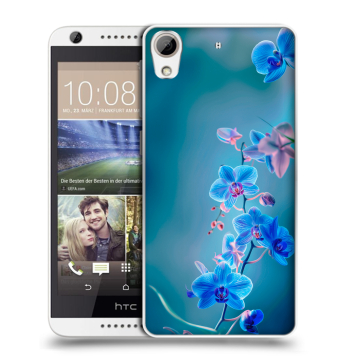 Силиконовый чехол на HTC Desire 626 с принтом Голубые цветы