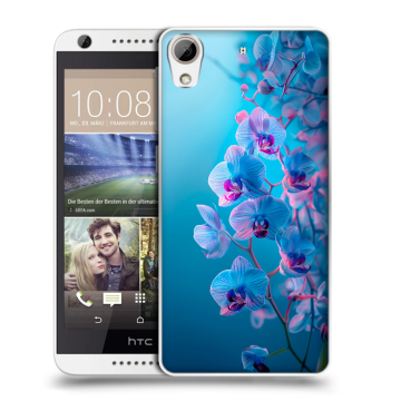 Силиконовый чехол на HTC Desire 626 с принтом голубые орхидеи Силиконовый чехол на HTC Desire 626 с принтом голубые орхидеи