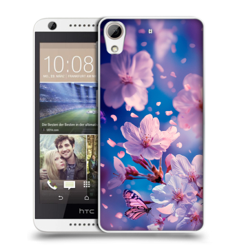 Силиконовый чехол на HTC Desire 626 с принтом цветы бабочки Силиконовый чехол на HTC Desire 626 с принтом цветы бабочки