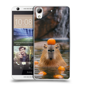 Силиконовый чехол на HTC Desire 626 с принтом Капибара с апельсином Силиконовый чехол на HTC Desire 626 с принтом Капибара с апельсином