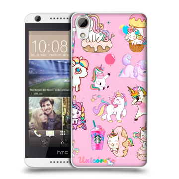 Силиконовый чехол на HTC Desire 626 с принтом розовые единороги