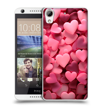 Силиконовый чехол на HTC Desire 626 с принтом розовые сердечки