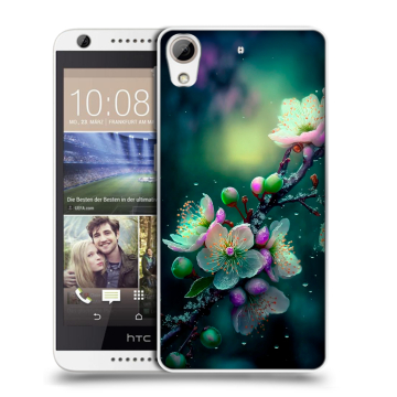 Силиконовый чехол на HTC Desire 626 с принтом Цветы и мрамор