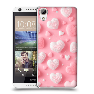 Силиконовый чехол на HTC Desire 626 с принтом Сердечки