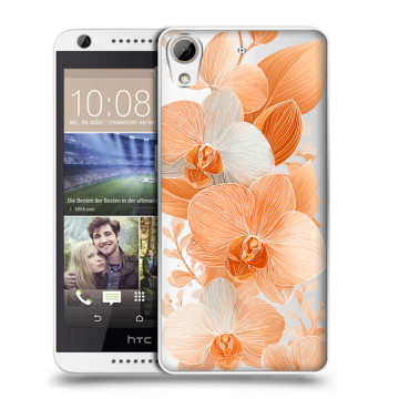 Силиконовый чехол на HTC Desire 626 с принтом Бежевые цветы