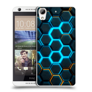 Силиконовый чехол на HTC Desire 626 с принтом Неоновые соты