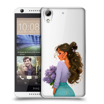 Силиконовый чехол на HTC Desire 626 с принтом девушка цветы