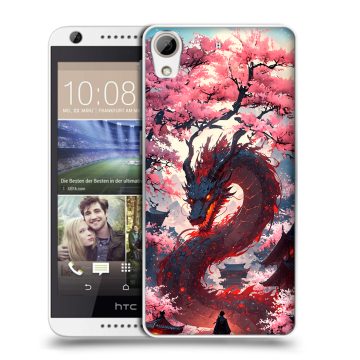 Силиконовый чехол на HTC Desire 626 с принтом Дракон Японский
