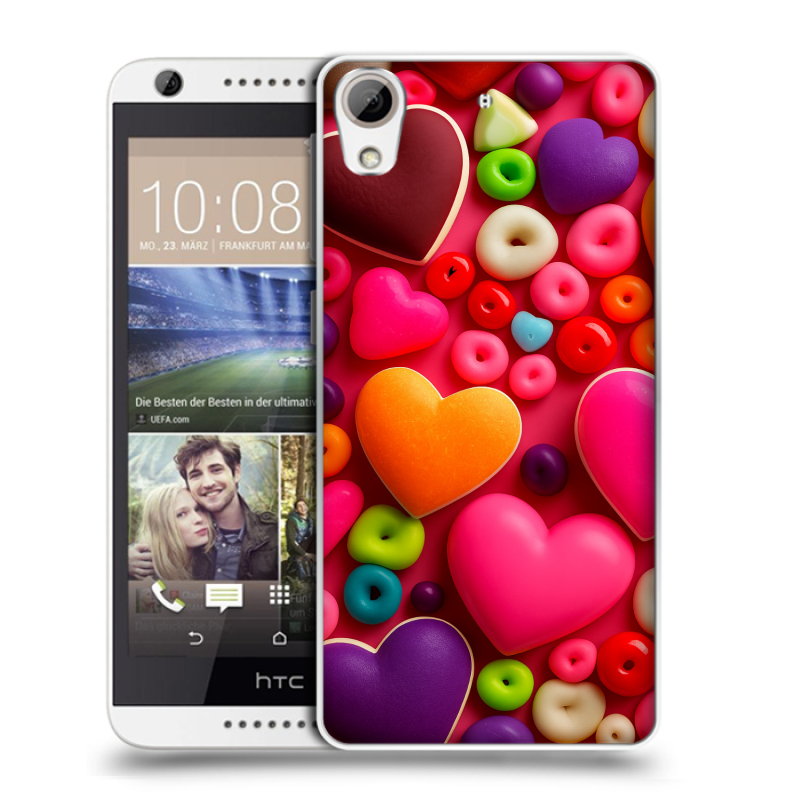 Силиконовый чехол на HTC Desire 626 с принтом Сердечки Силиконовый чехол на HTC Desire 626 с принтом Сердечки