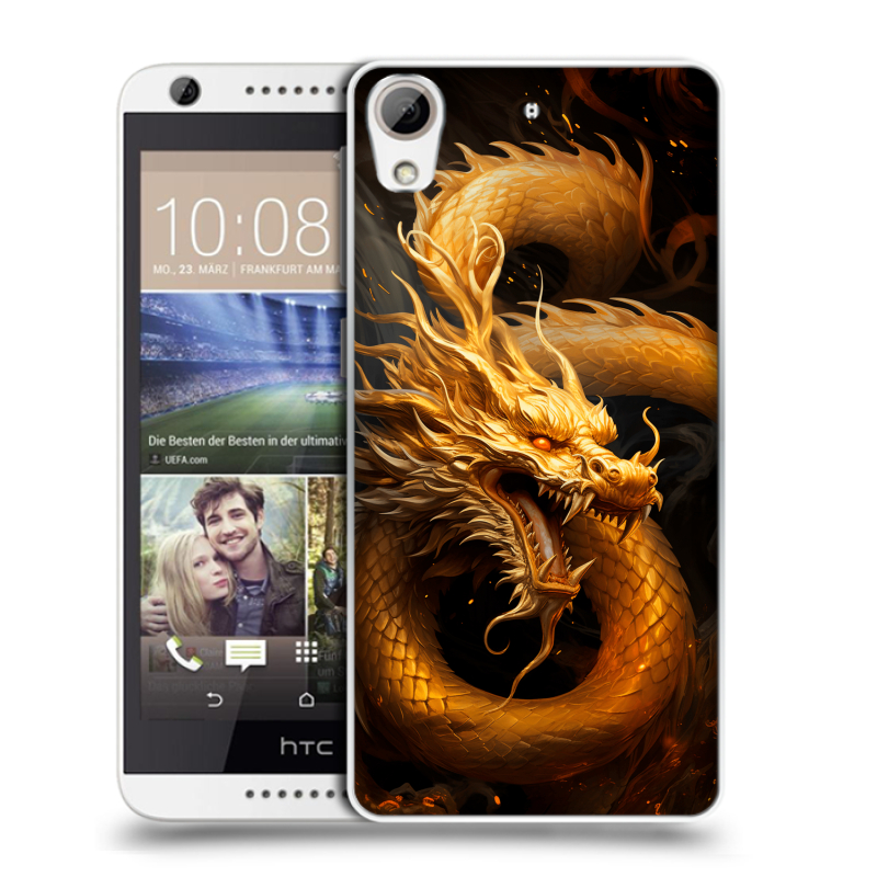 Силиконовый чехол на HTC Desire 626 с принтом Золотой дракон Силиконовый чехол на HTC Desire 626 с принтом Золотой дракон